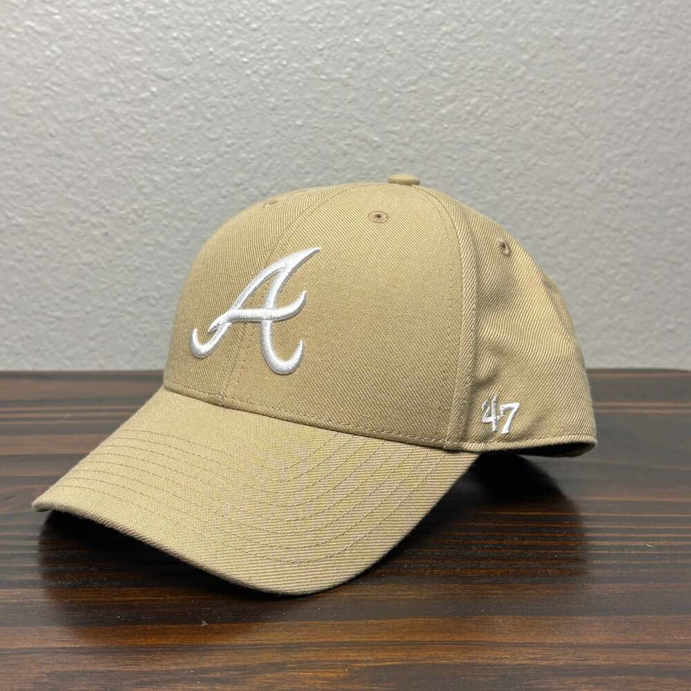 47 Brand Atlanta Braves MLB Adjustable Velcro Strapback Brown Apricot Hat Cap